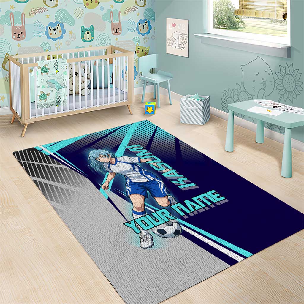 Personalized Miwa Kasumi Jujutsu Kaisen Area Rug with Light Blue Accents and Action Pose