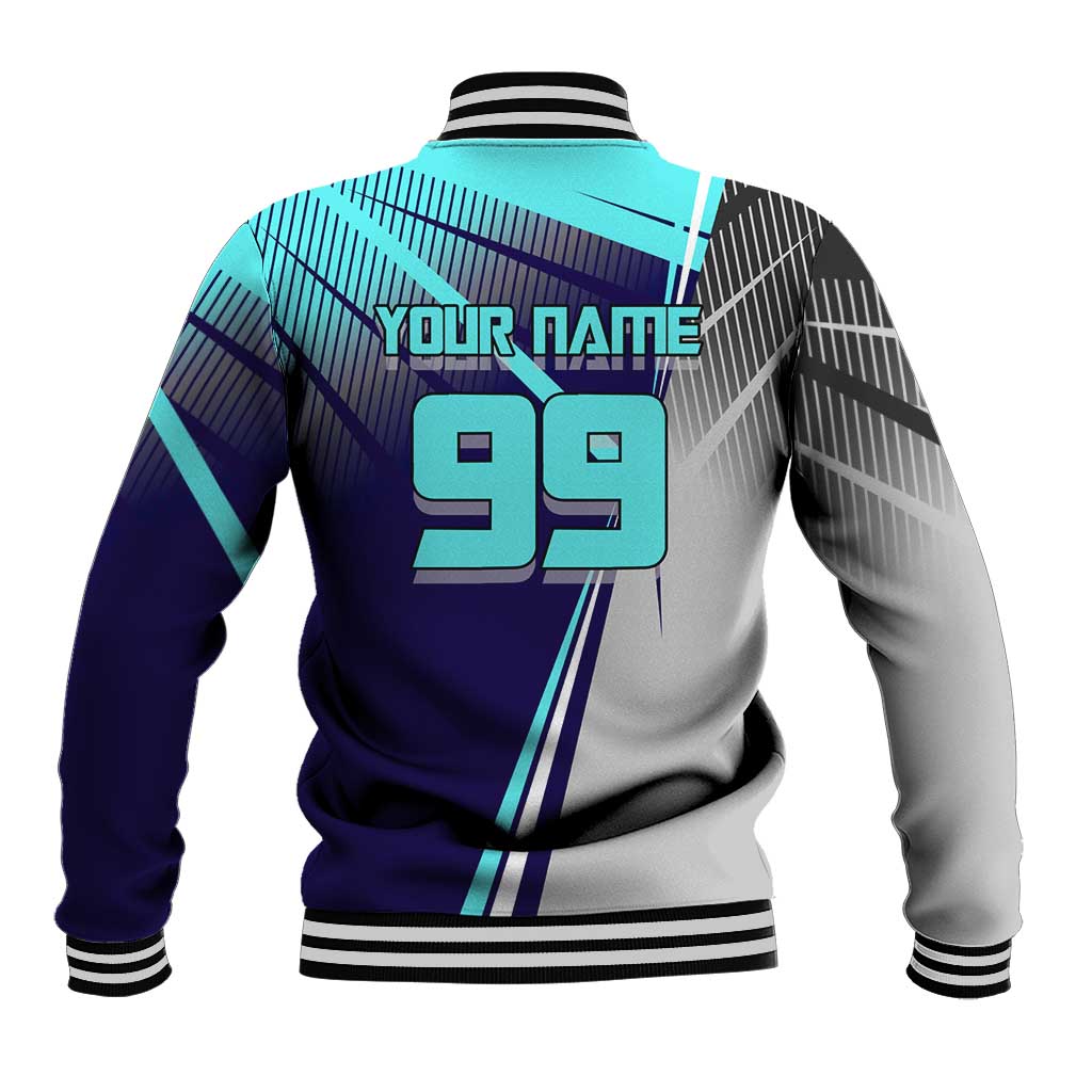 Personalized Miwa Kasumi Jujutsu Kaisen Baseball Jacket with Light Blue Accents and Action Pose