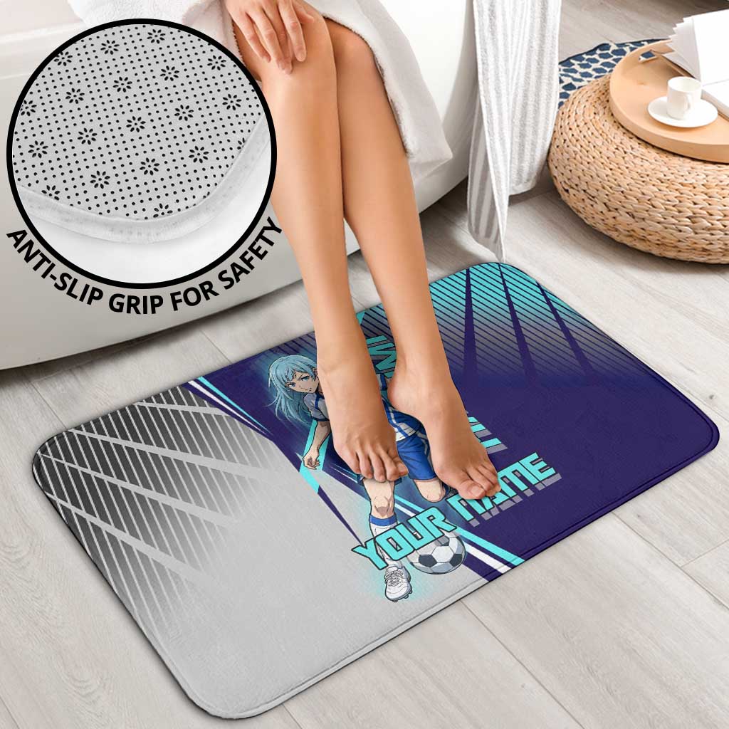Personalized Miwa Kasumi Jujutsu Kaisen Bathroom Set with Light Blue Accents and Action Pose