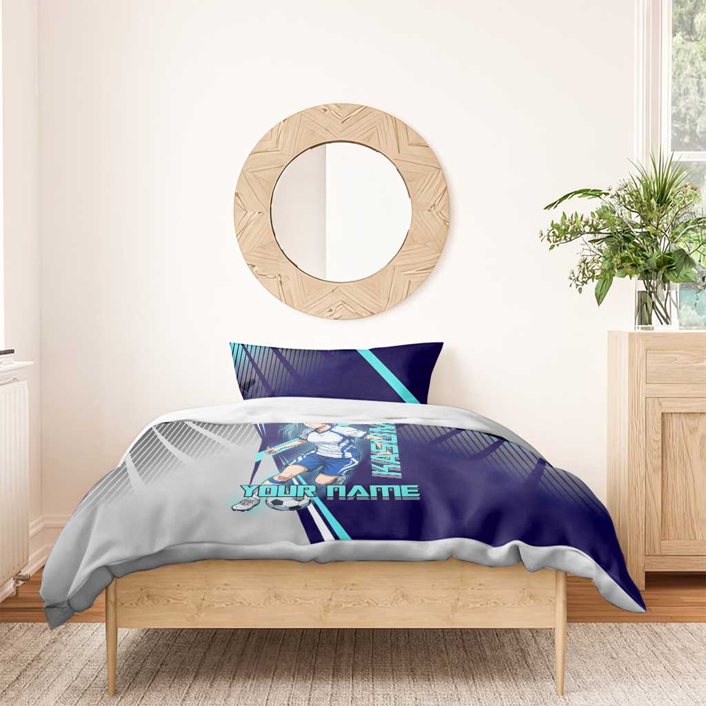 Personalized Miwa Kasumi Jujutsu Kaisen Bedding Set with Light Blue Accents and Action Pose