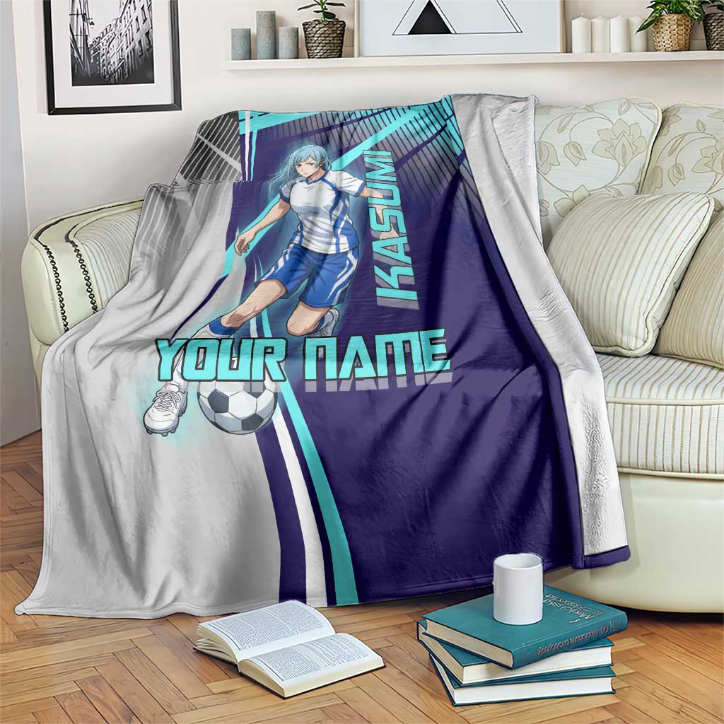 Personalized Miwa Kasumi Jujutsu Kaisen Blanket with Light Blue Accents and Action Pose