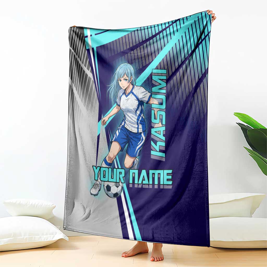 Personalized Miwa Kasumi Jujutsu Kaisen Blanket with Light Blue Accents and Action Pose
