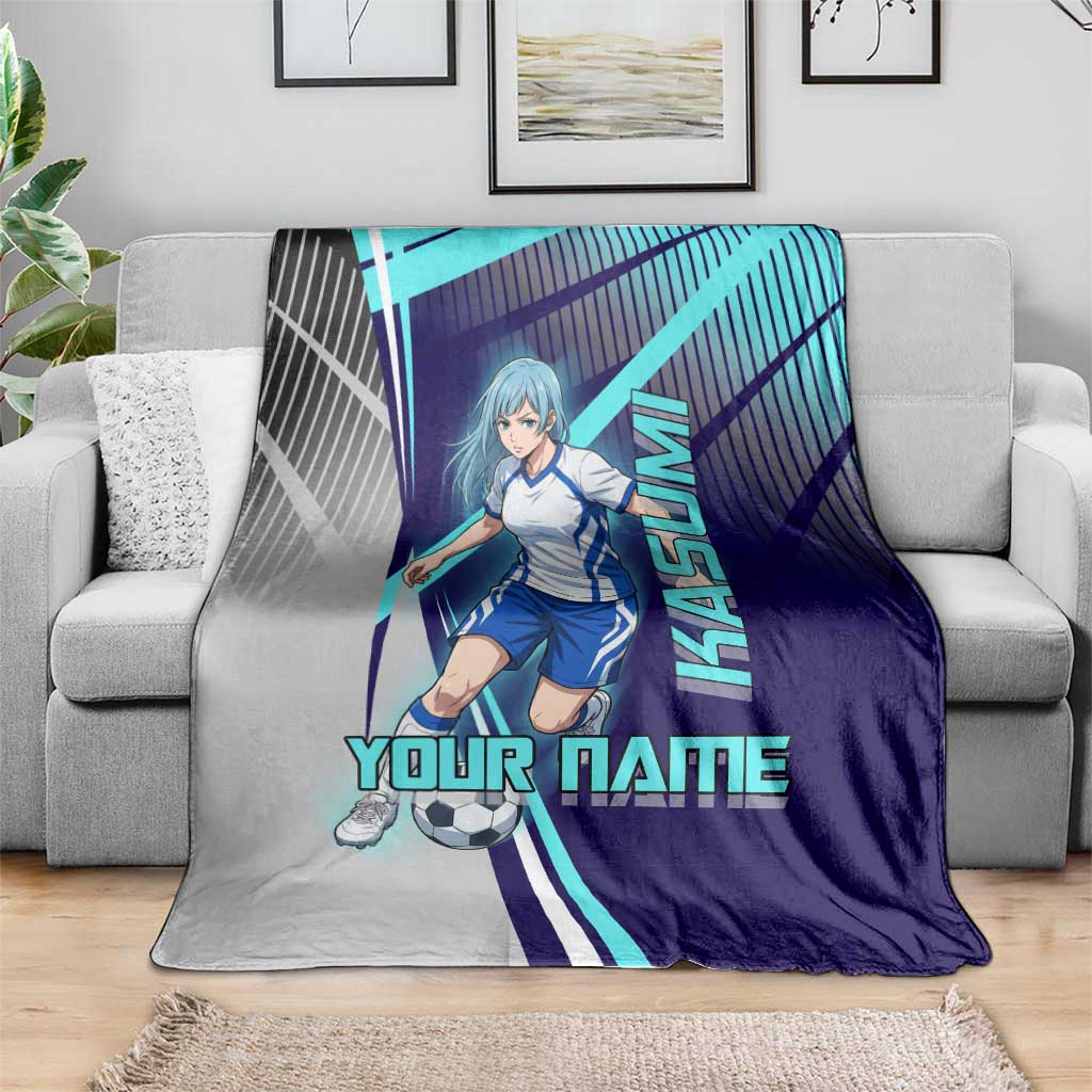 Personalized Miwa Kasumi Jujutsu Kaisen Blanket with Light Blue Accents and Action Pose