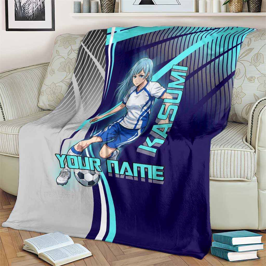 Personalized Miwa Kasumi Jujutsu Kaisen Blanket with Light Blue Accents and Action Pose