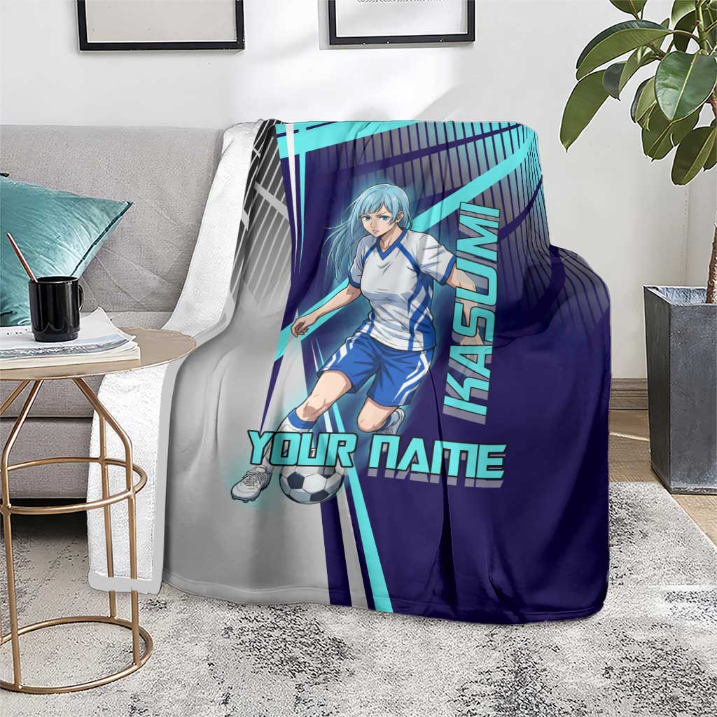 Personalized Miwa Kasumi Jujutsu Kaisen Blanket with Light Blue Accents and Action Pose