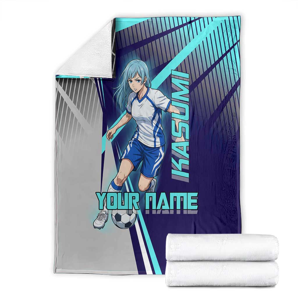 Personalized Miwa Kasumi Jujutsu Kaisen Blanket with Light Blue Accents and Action Pose
