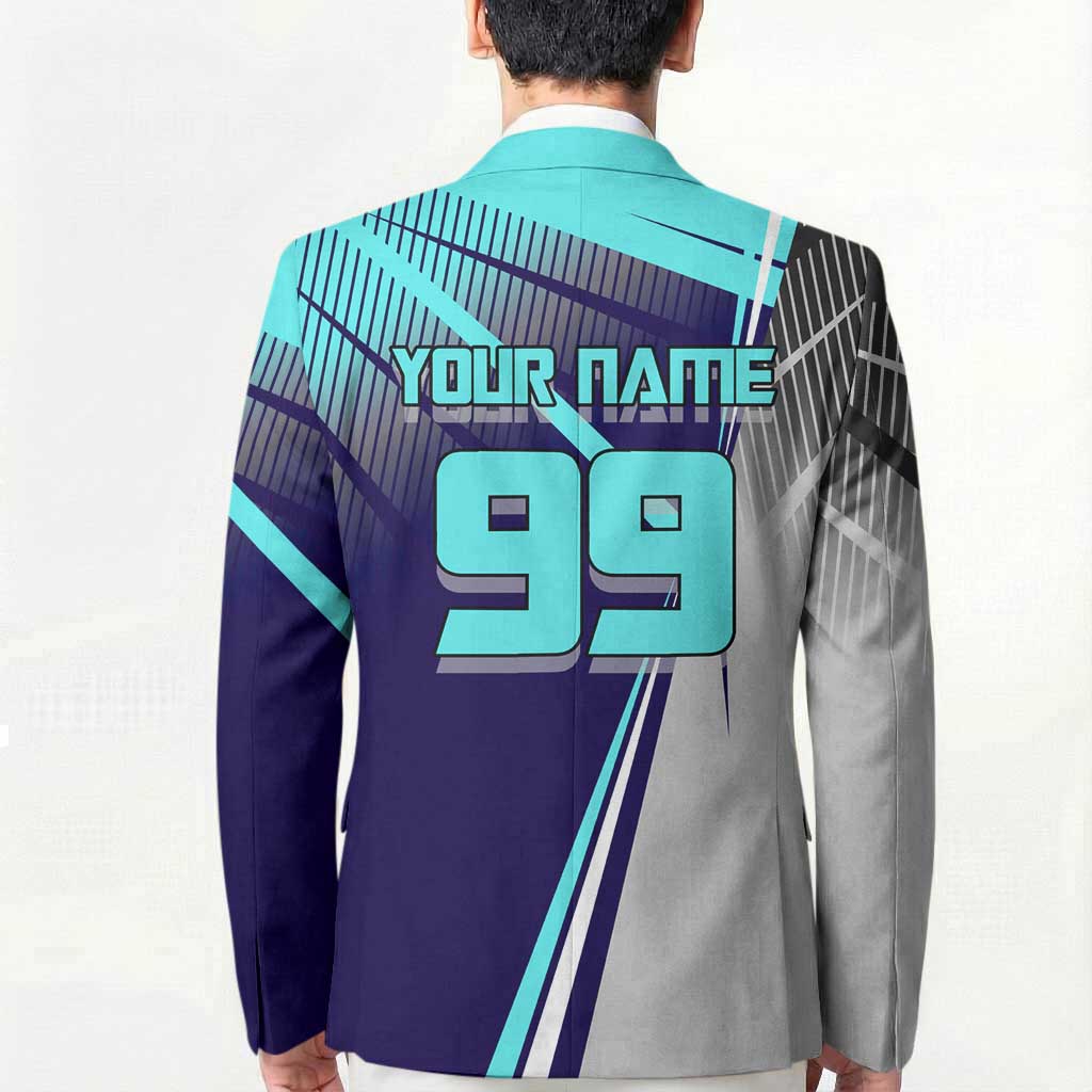 Personalized Miwa Kasumi Jujutsu Kaisen Blazer with Light Blue Accents and Action Pose