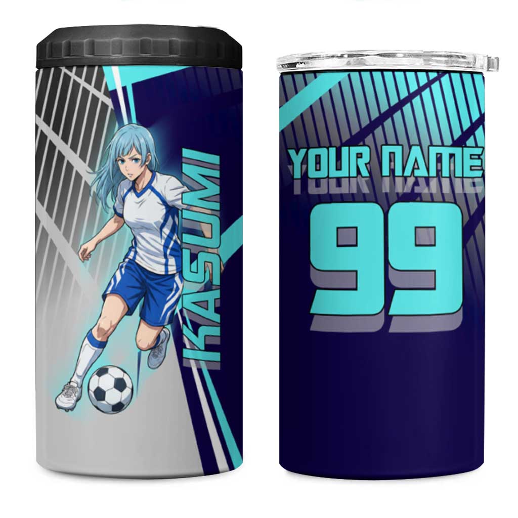 Personalized Miwa Kasumi Jujutsu Kaisen 4 in 1 Can Cooler Tumbler with Light Blue Accents and Action Pose