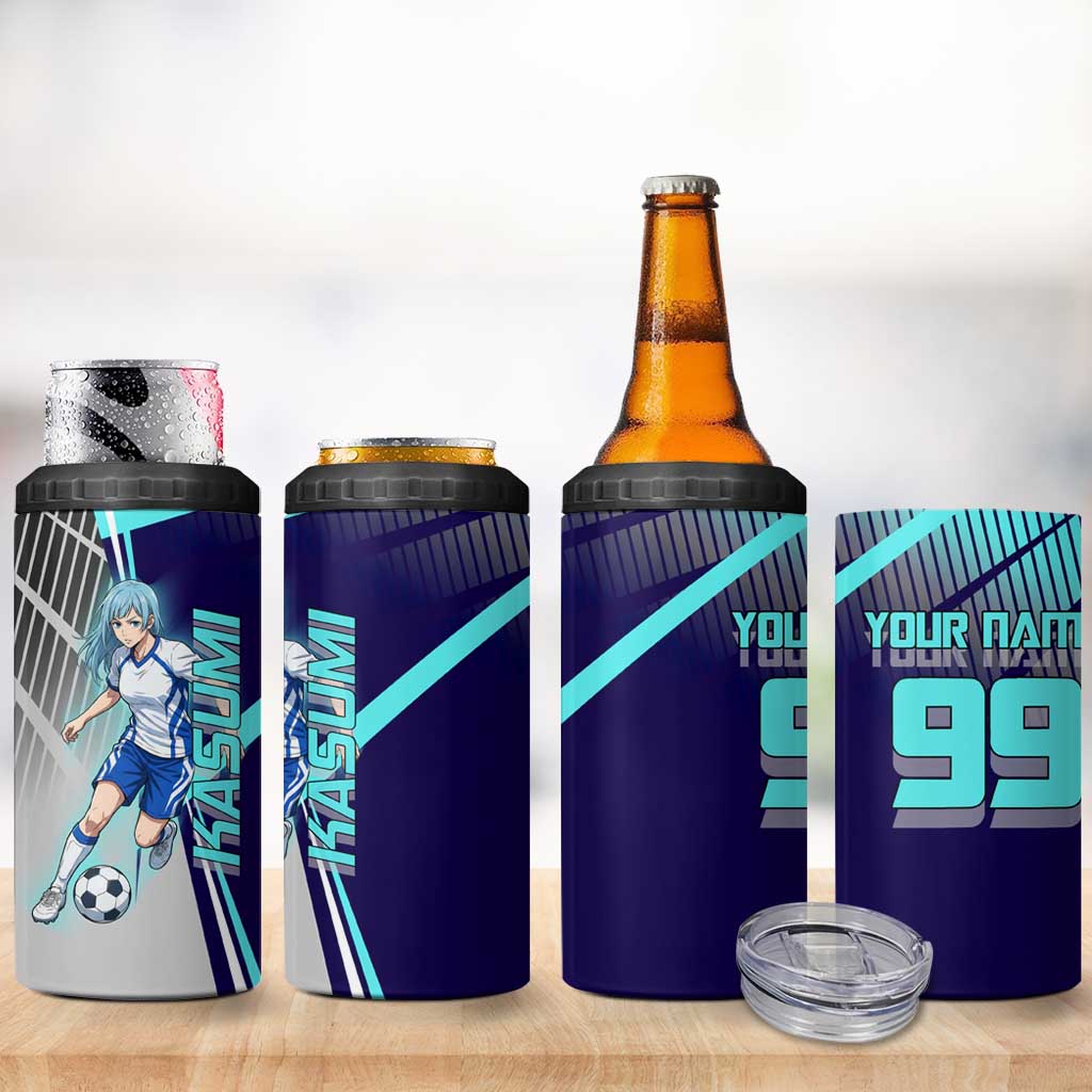 Personalized Miwa Kasumi Jujutsu Kaisen 4 in 1 Can Cooler Tumbler with Light Blue Accents and Action Pose