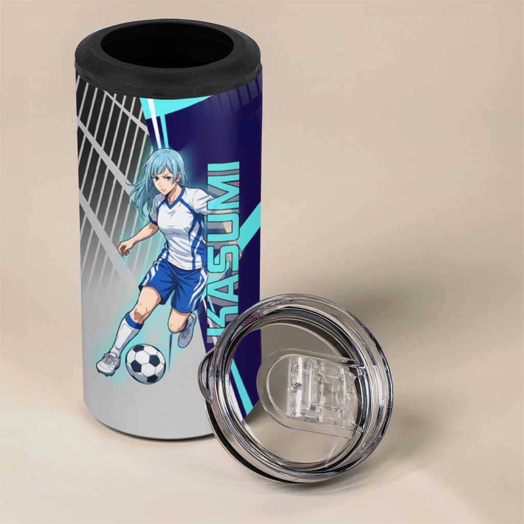 Personalized Miwa Kasumi Jujutsu Kaisen 4 in 1 Can Cooler Tumbler with Light Blue Accents and Action Pose