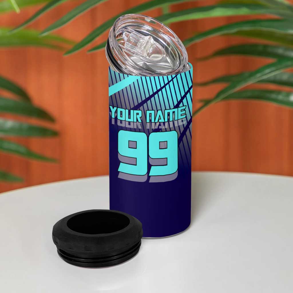 Personalized Miwa Kasumi Jujutsu Kaisen 4 in 1 Can Cooler Tumbler with Light Blue Accents and Action Pose