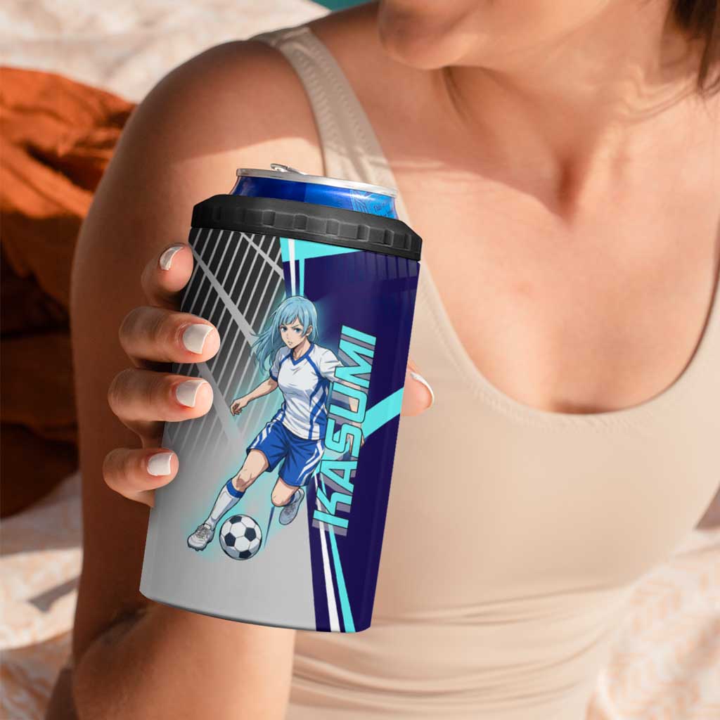 Personalized Miwa Kasumi Jujutsu Kaisen 4 in 1 Can Cooler Tumbler with Light Blue Accents and Action Pose