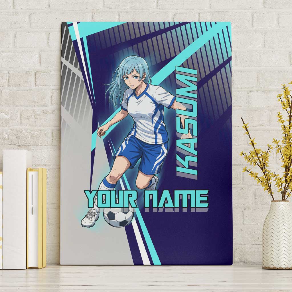 Personalized Miwa Kasumi Jujutsu Kaisen Canvas Wall Art with Light Blue Accents and Action Pose