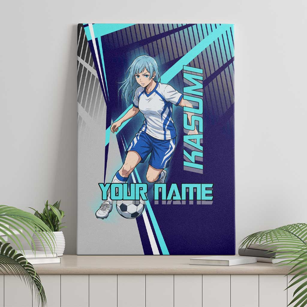 Personalized Miwa Kasumi Jujutsu Kaisen Canvas Wall Art with Light Blue Accents and Action Pose