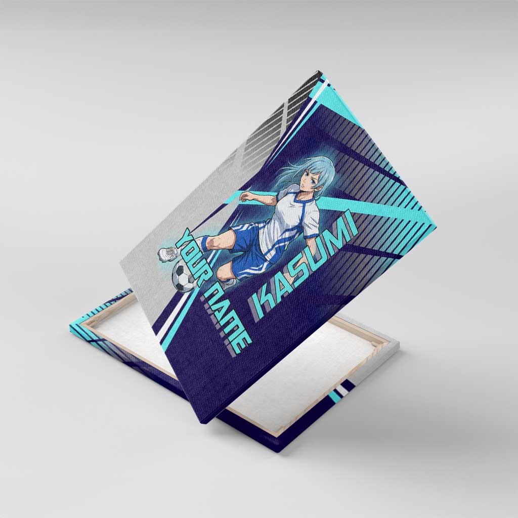Personalized Miwa Kasumi Jujutsu Kaisen Canvas Wall Art with Light Blue Accents and Action Pose