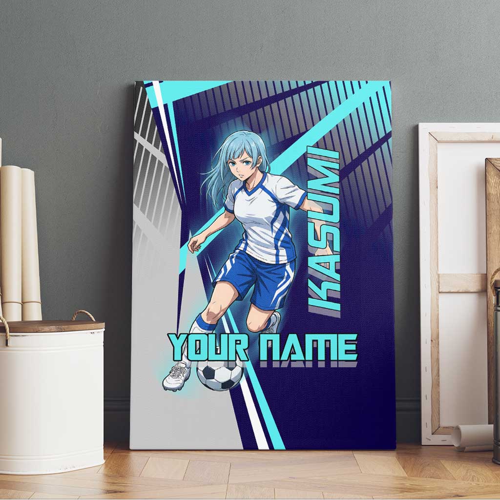 Personalized Miwa Kasumi Jujutsu Kaisen Canvas Wall Art with Light Blue Accents and Action Pose