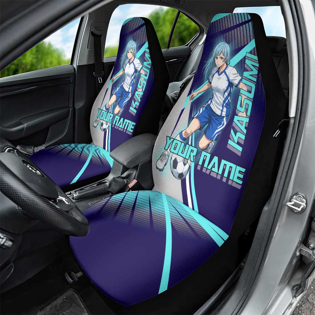 Personalized Miwa Kasumi Jujutsu Kaisen Car Seat Cover with Light Blue Accents and Action Pose