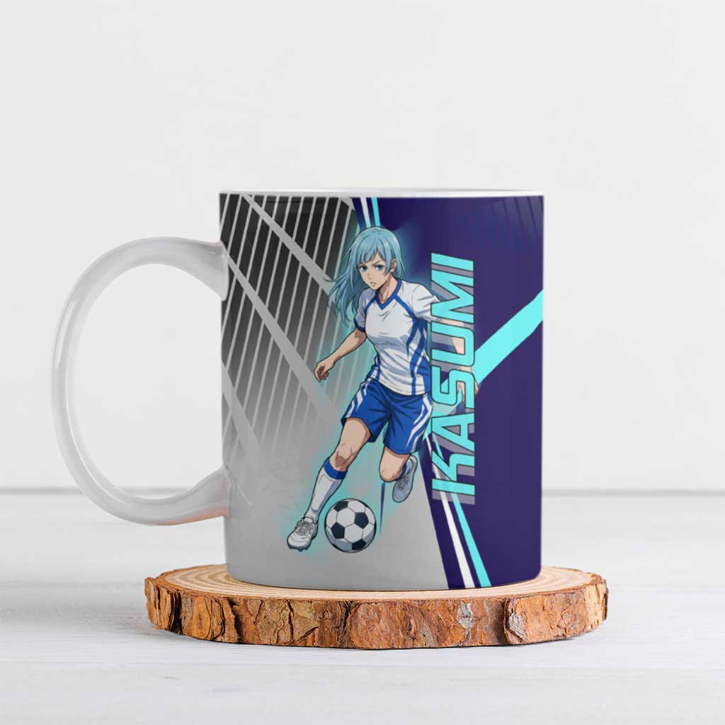 Personalized Miwa Kasumi Jujutsu Kaisen Ceramic Mug with Light Blue Accents and Action Pose