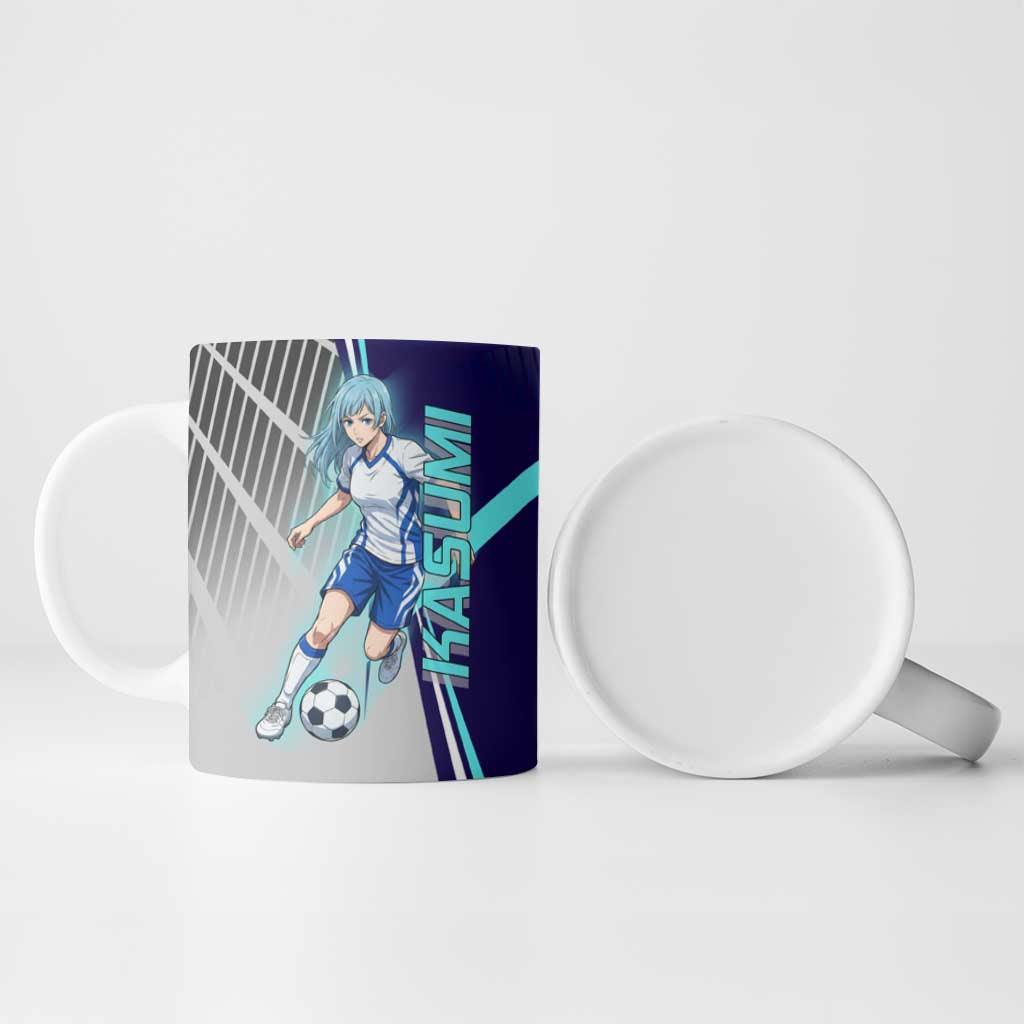 Personalized Miwa Kasumi Jujutsu Kaisen Ceramic Mug with Light Blue Accents and Action Pose