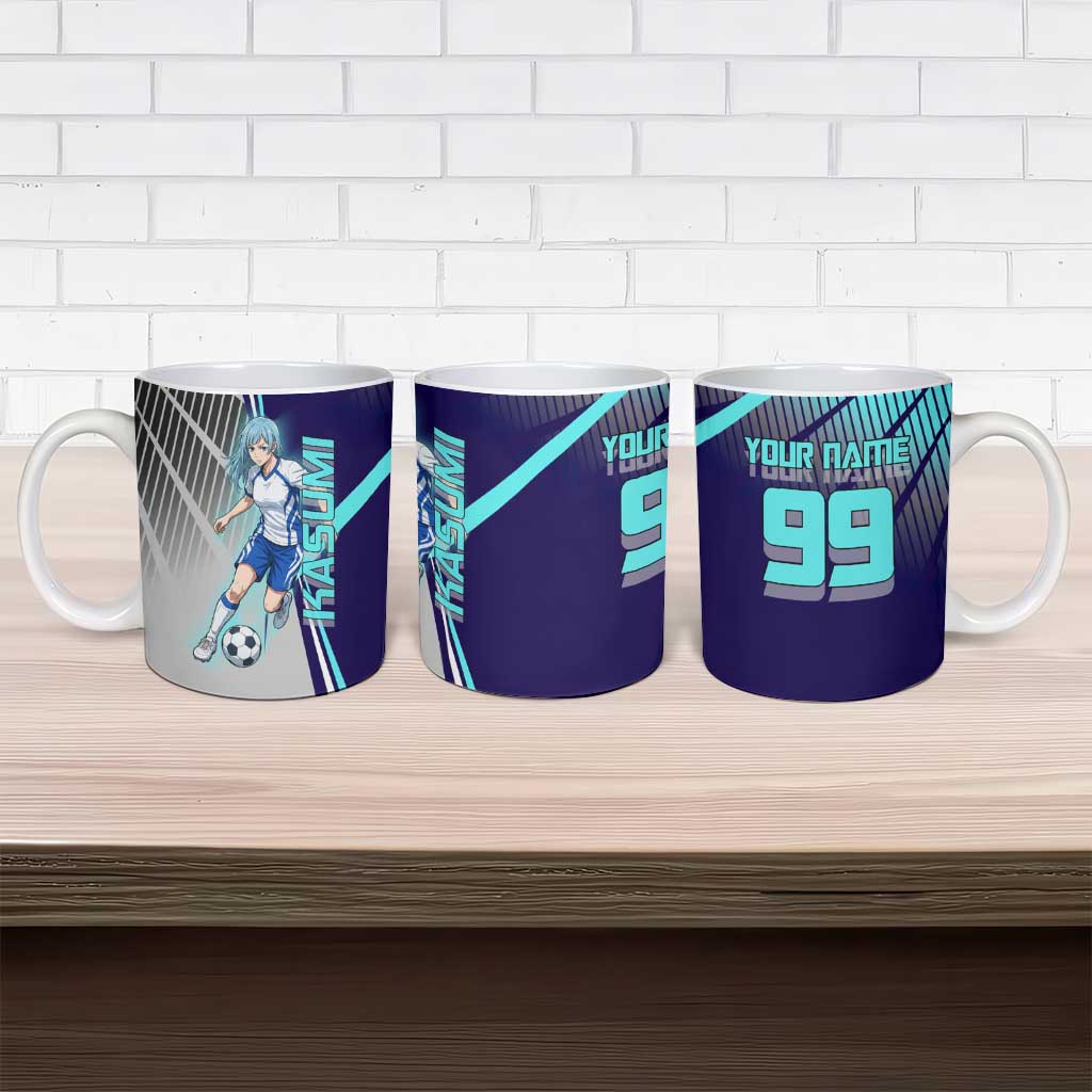 Personalized Miwa Kasumi Jujutsu Kaisen Ceramic Mug with Light Blue Accents and Action Pose