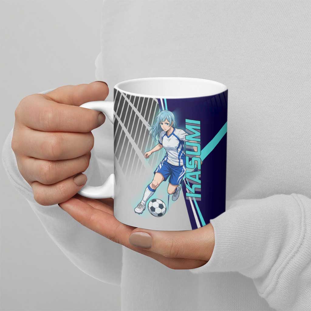 Personalized Miwa Kasumi Jujutsu Kaisen Ceramic Mug with Light Blue Accents and Action Pose