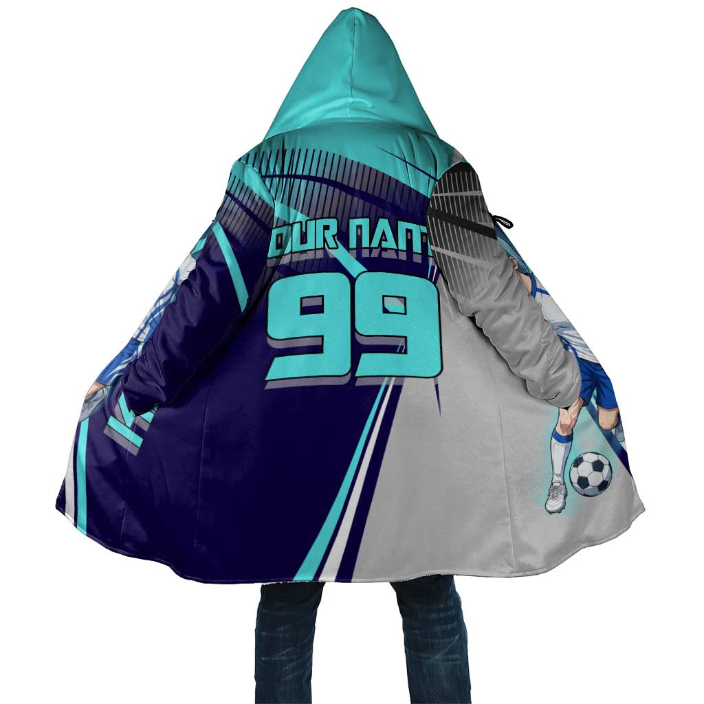 Personalized Miwa Kasumi Jujutsu Kaisen Cloak with Light Blue Accents and Action Pose