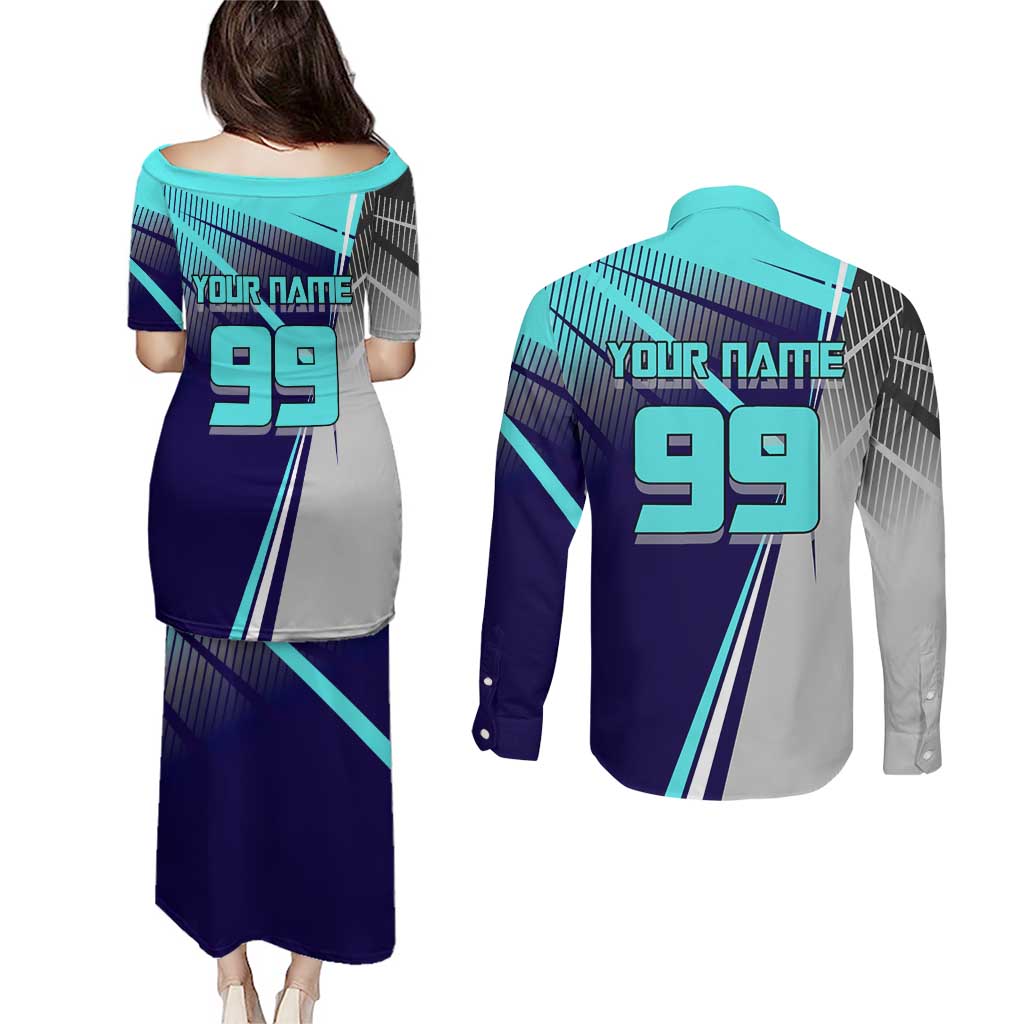 Personalized Miwa Kasumi Jujutsu Kaisen Couples Matching Puletasi and Long Sleeve Button Shirt with Light Blue Accents and Action Pose