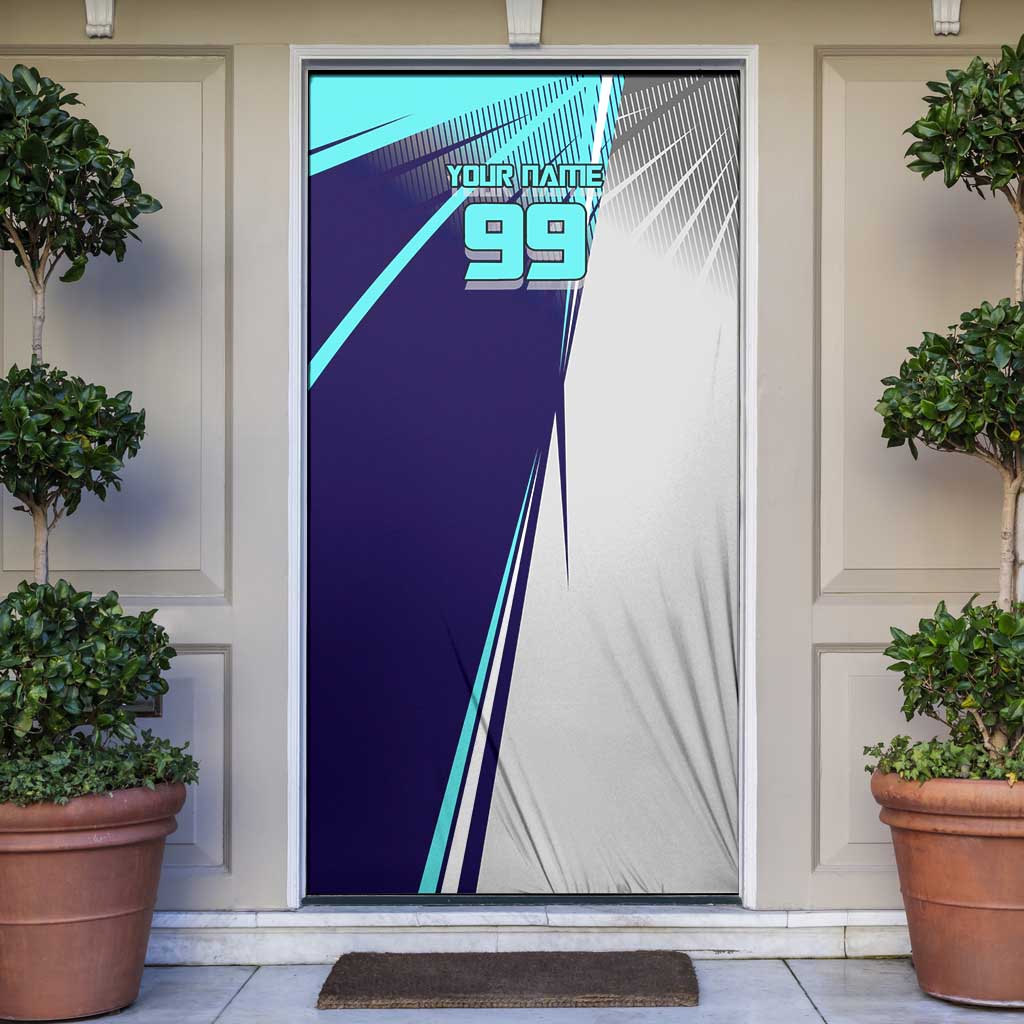 Personalized Miwa Kasumi Jujutsu Kaisen Door Cover with Light Blue Accents and Action Pose