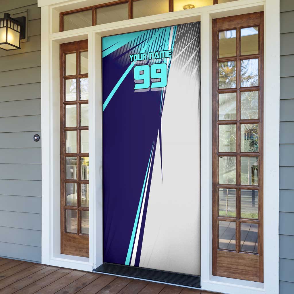 Personalized Miwa Kasumi Jujutsu Kaisen Door Cover with Light Blue Accents and Action Pose