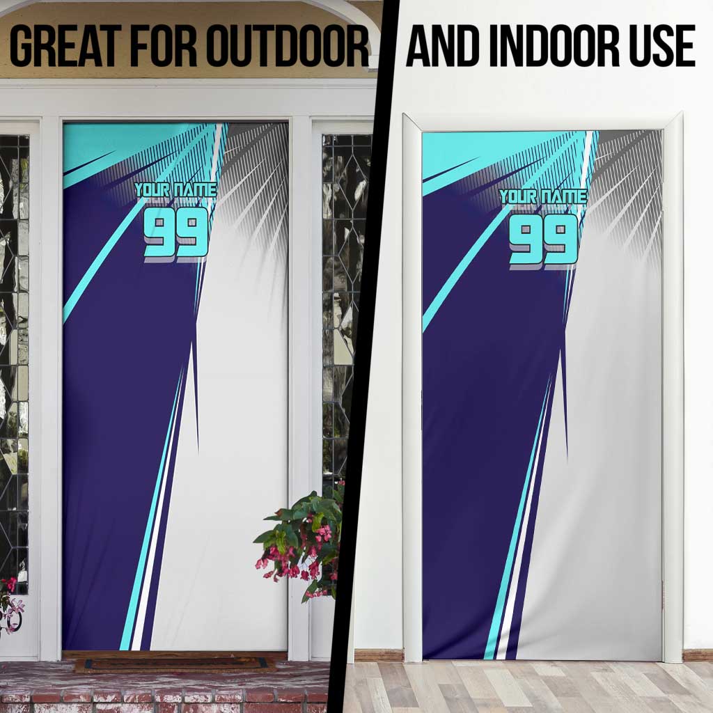 Personalized Miwa Kasumi Jujutsu Kaisen Door Cover with Light Blue Accents and Action Pose