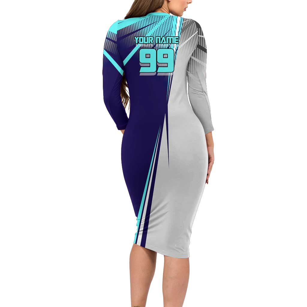 Personalized Miwa Kasumi Jujutsu Kaisen Family Matching Long Sleeve Bodycon Dress and Hawaiian Shirt with Light Blue Accents and Action Pose
