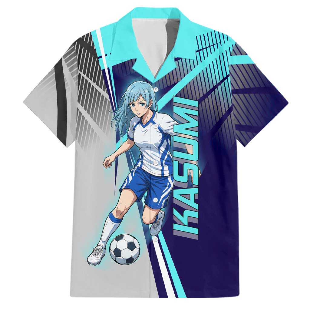Personalized Miwa Kasumi Jujutsu Kaisen Family Matching Puletasi and Hawaiian Shirt with Light Blue Accents and Action Pose