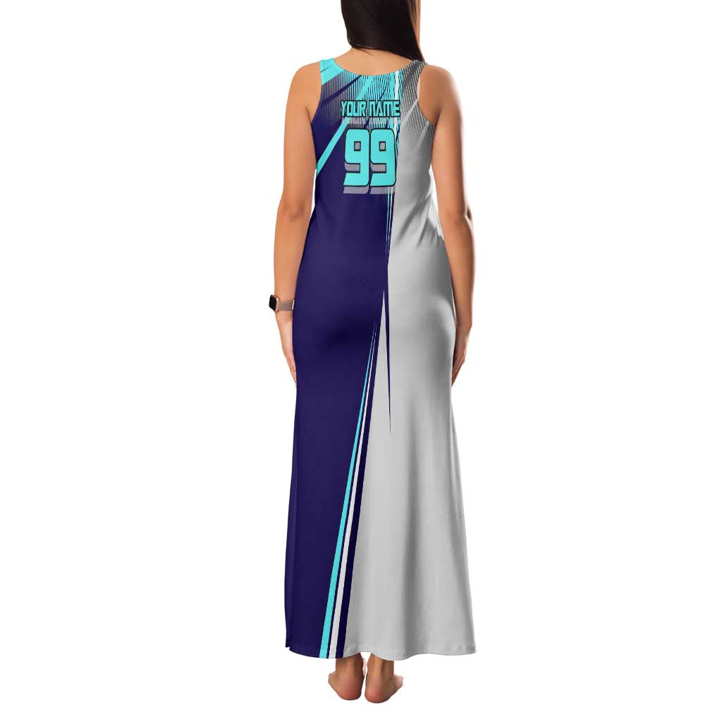 Personalized Miwa Kasumi Jujutsu Kaisen Family Matching Tank Maxi Dress and Hawaiian Shirt with Light Blue Accents and Action Pose