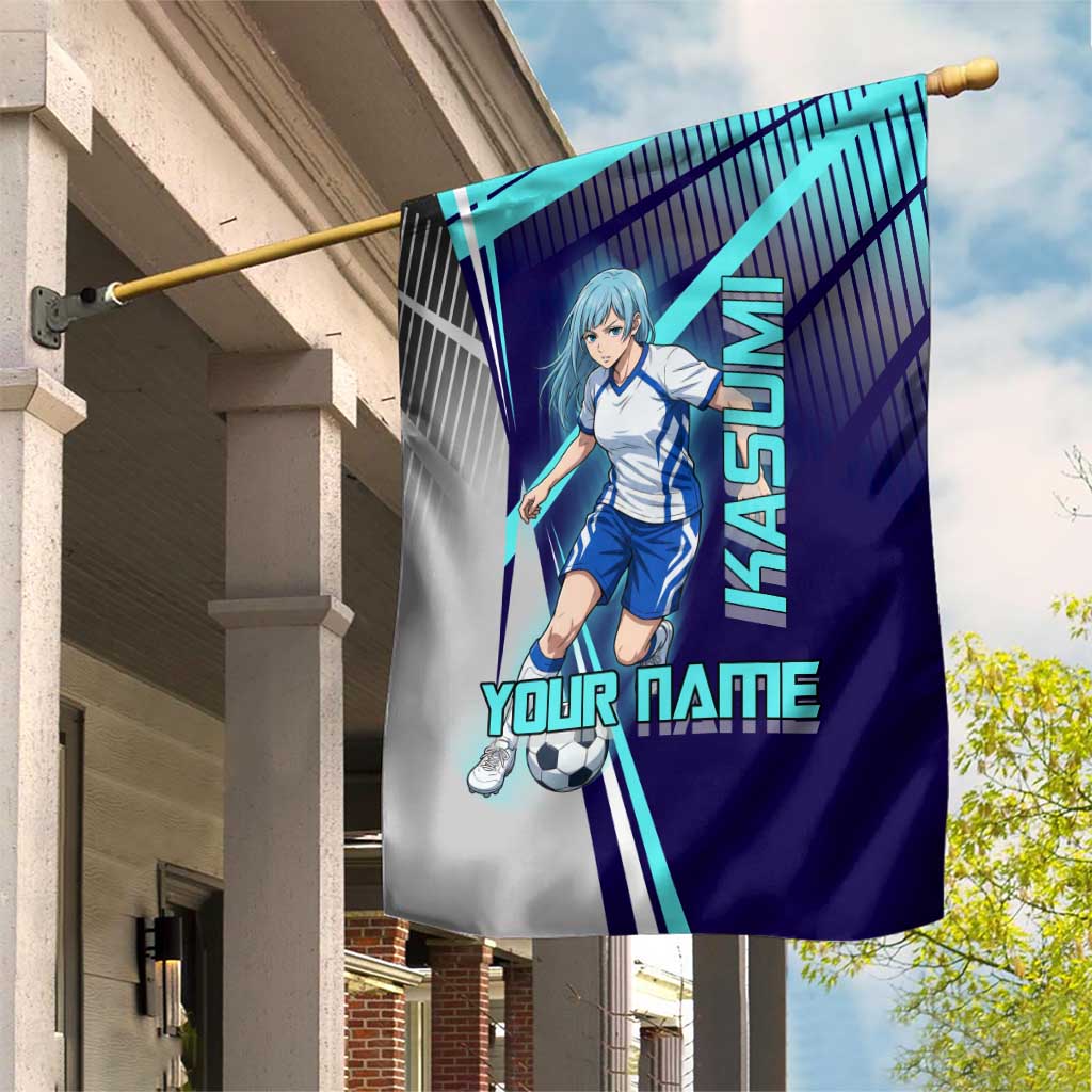 Personalized Miwa Kasumi Jujutsu Kaisen Garden Flag with Light Blue Accents and Action Pose