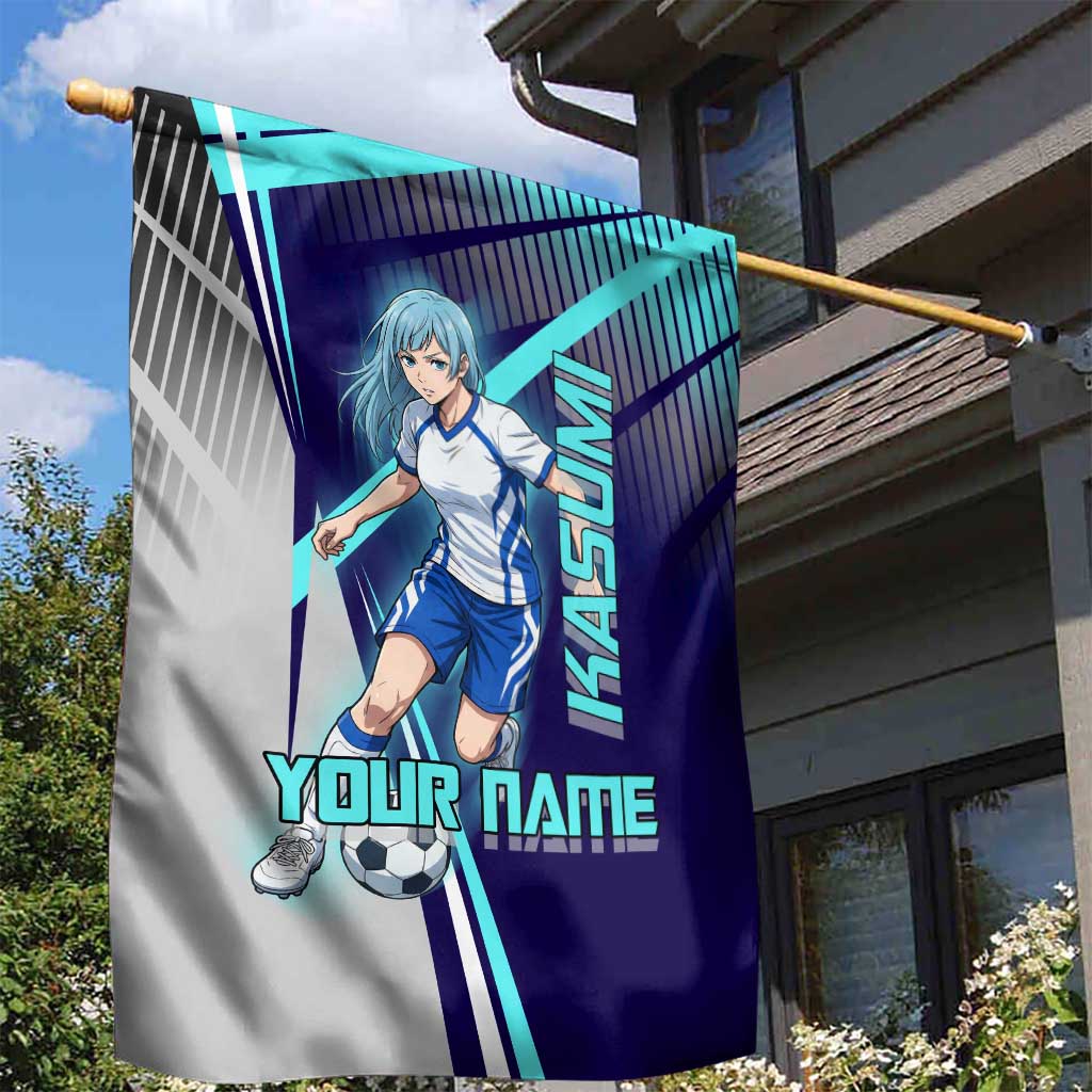 Personalized Miwa Kasumi Jujutsu Kaisen Garden Flag with Light Blue Accents and Action Pose