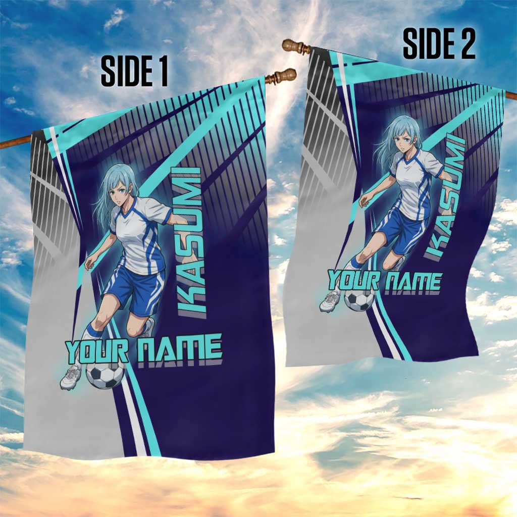 Personalized Miwa Kasumi Jujutsu Kaisen Garden Flag with Light Blue Accents and Action Pose