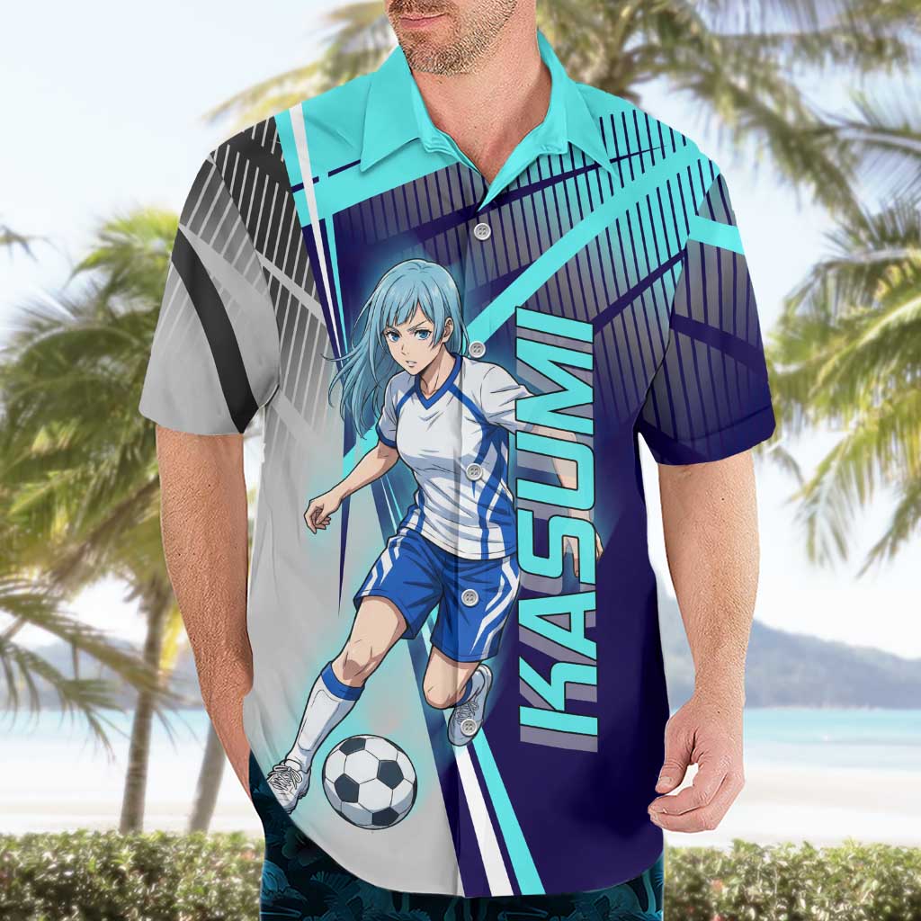 Personalized Miwa Kasumi Jujutsu Kaisen Hawaiian Shirt with Light Blue Accents and Action Pose
