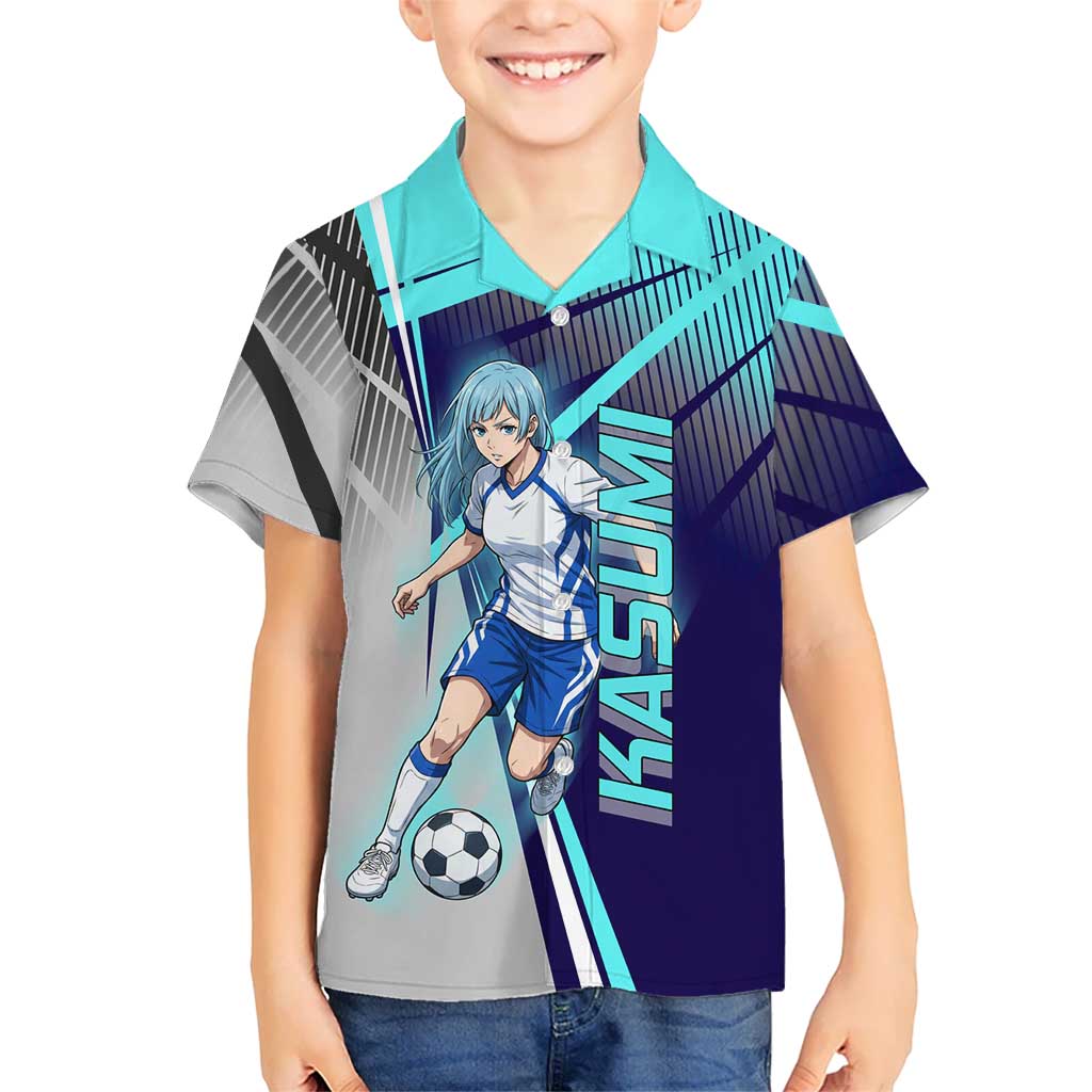Personalized Miwa Kasumi Jujutsu Kaisen Hawaiian Shirt with Light Blue Accents and Action Pose