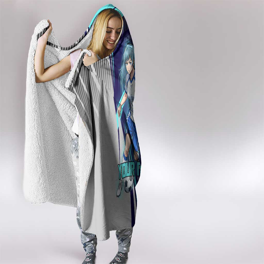 Personalized Miwa Kasumi Jujutsu Kaisen Hooded Blanket with Light Blue Accents and Action Pose