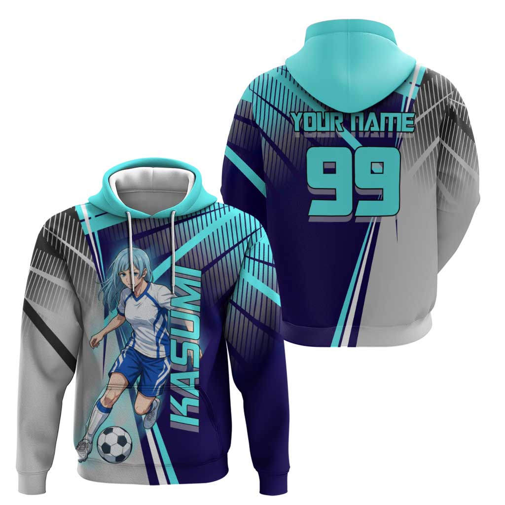 Personalized Miwa Kasumi Jujutsu Kaisen Hoodie with Light Blue Accents and Action Pose