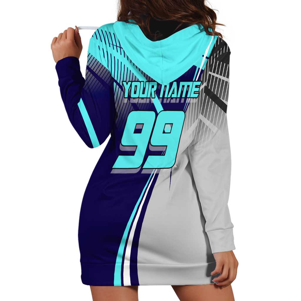 Personalized Miwa Kasumi Jujutsu Kaisen Hoodie Dress with Light Blue Accents and Action Pose