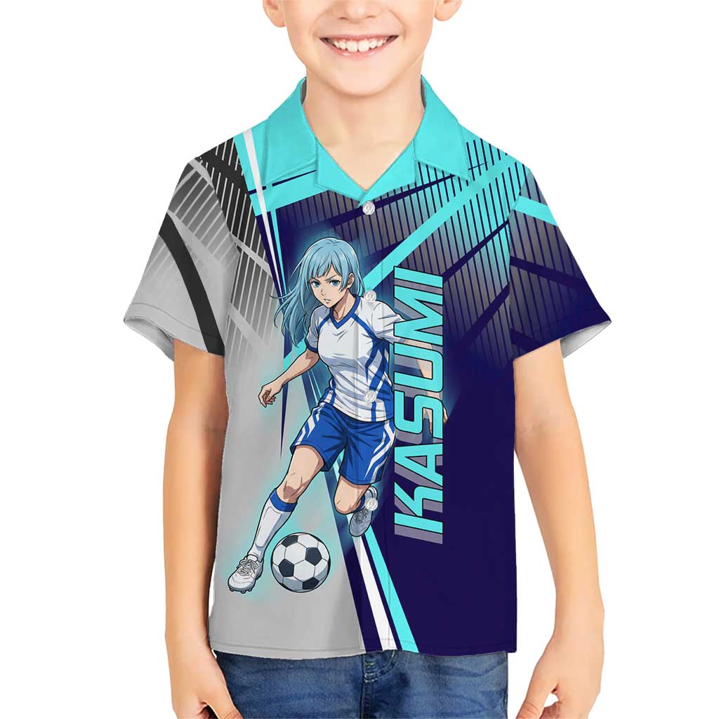Personalized Miwa Kasumi Jujutsu Kaisen Kid Hawaiian Shirt with Light Blue Accents and Action Pose