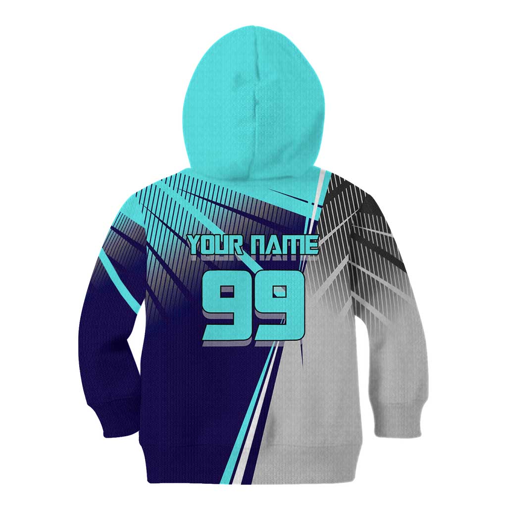 Personalized Miwa Kasumi Jujutsu Kaisen Kid Hoodie with Light Blue Accents and Action Pose