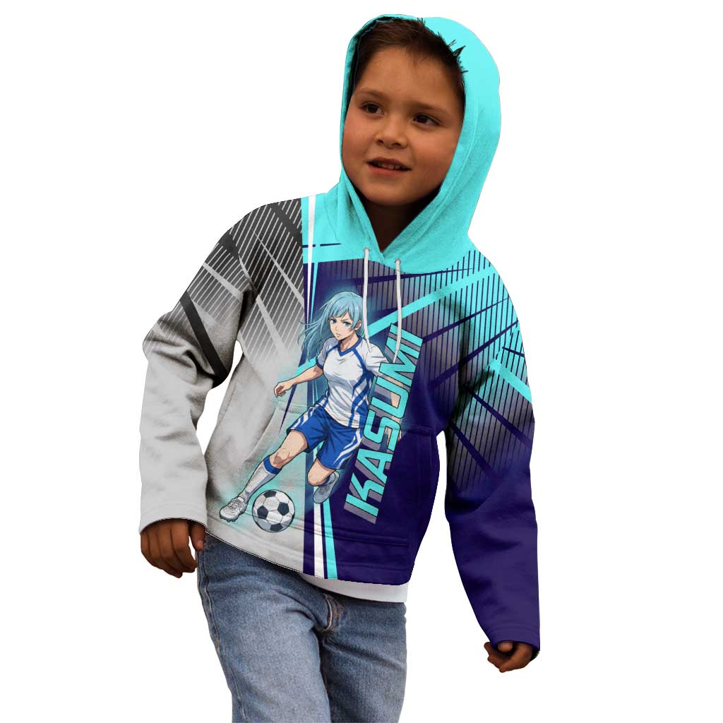 Personalized Miwa Kasumi Jujutsu Kaisen Kid Hoodie with Light Blue Accents and Action Pose