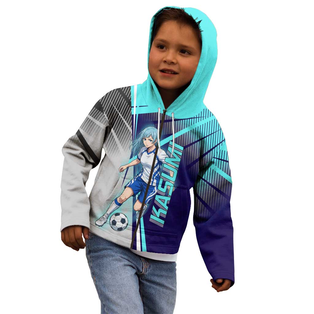 Personalized Miwa Kasumi Jujutsu Kaisen Kid Hoodie with Light Blue Accents and Action Pose