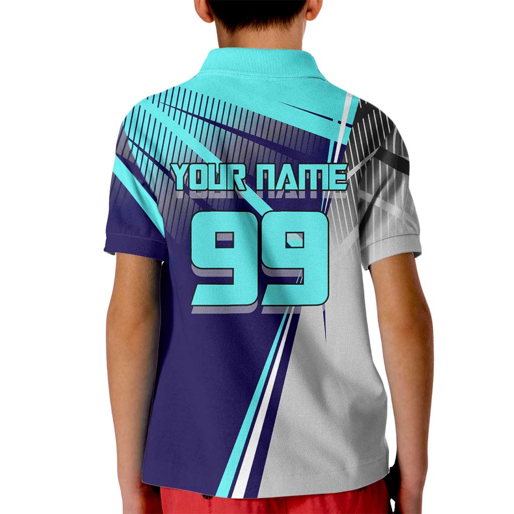 Personalized Miwa Kasumi Jujutsu Kaisen Kid Polo Shirt with Light Blue Accents and Action Pose