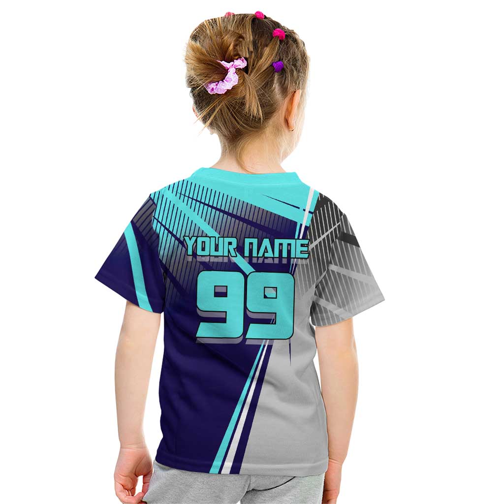 Personalized Miwa Kasumi Jujutsu Kaisen Kid T Shirt with Light Blue Accents and Action Pose
