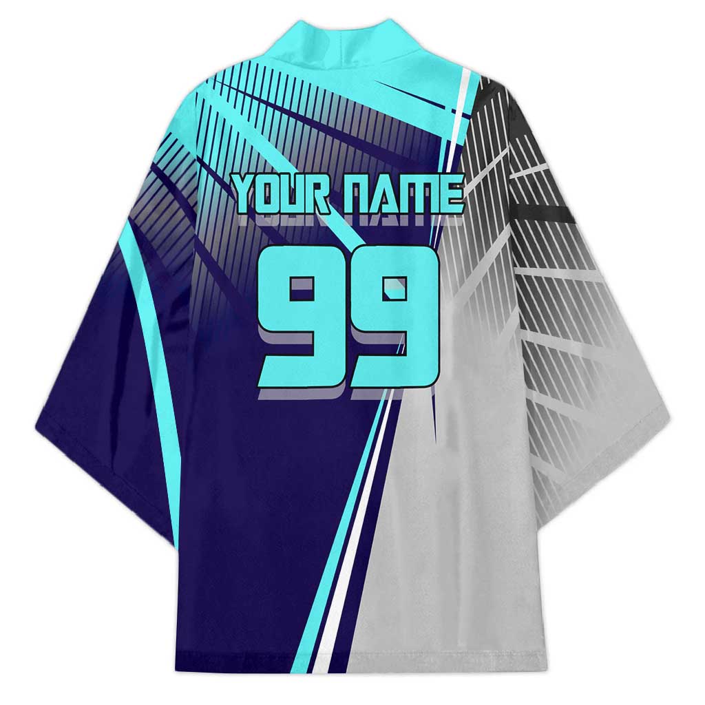 Personalized Miwa Kasumi Jujutsu Kaisen Kimono with Light Blue Accents and Action Pose