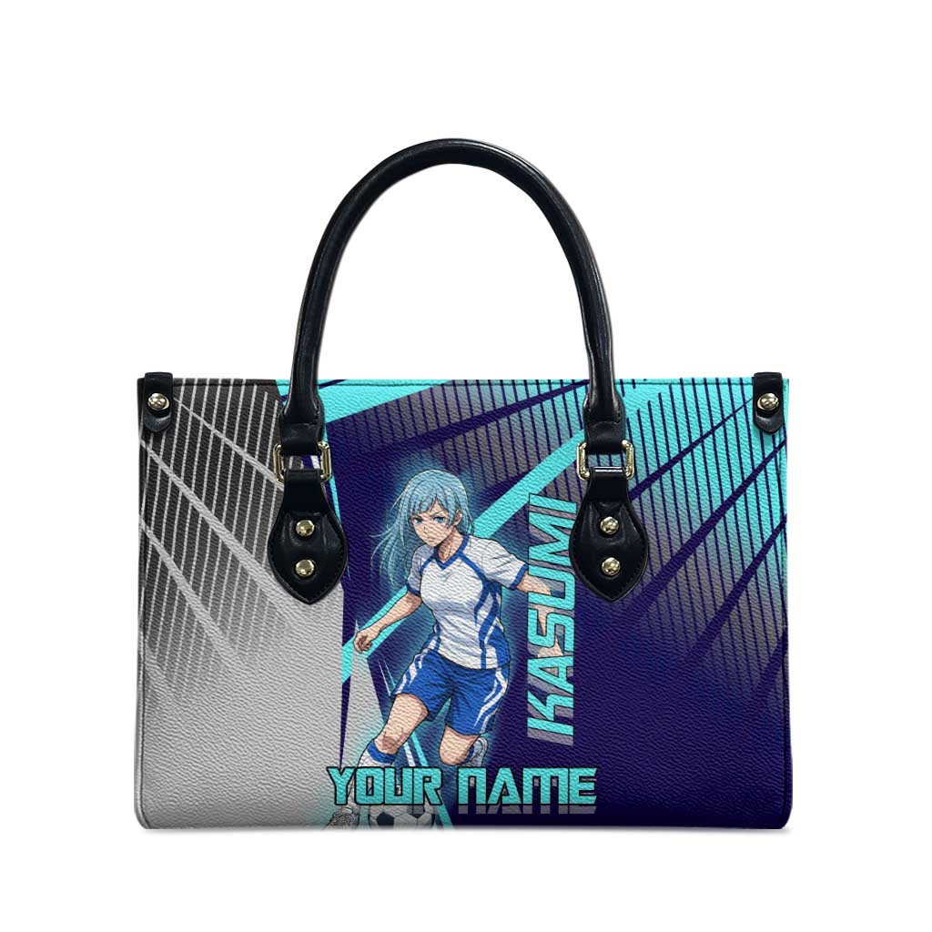 Personalized Miwa Kasumi Jujutsu Kaisen Leather Bag with Light Blue Accents and Action Pose