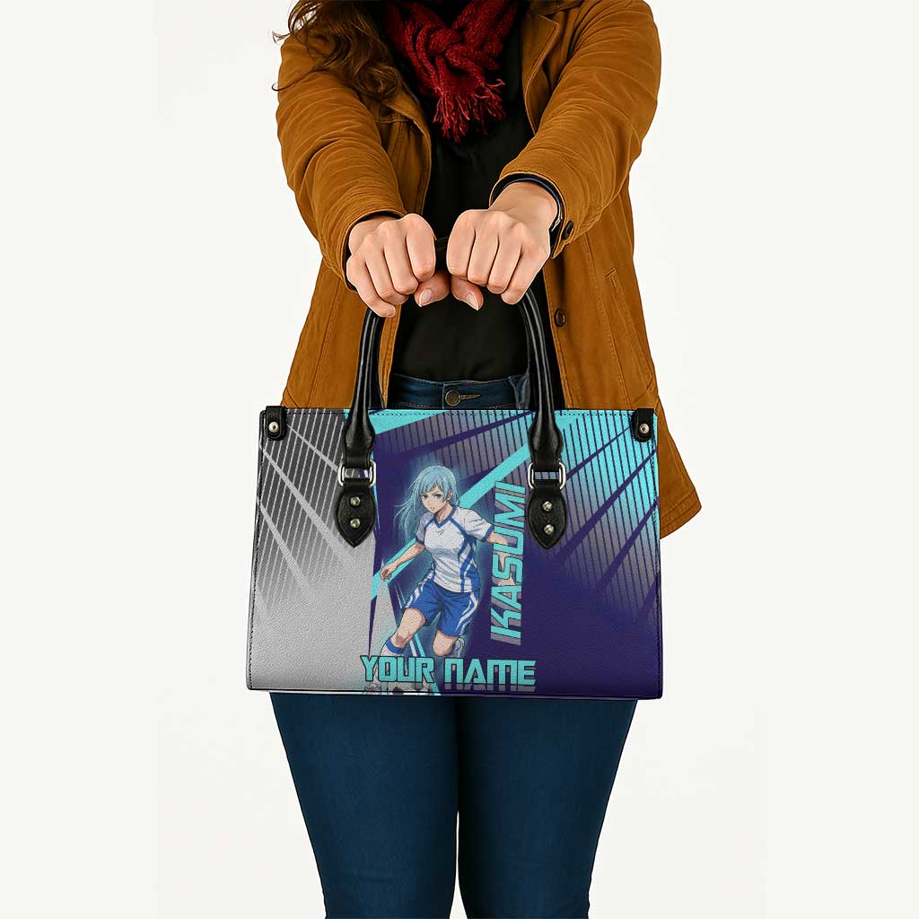 Personalized Miwa Kasumi Jujutsu Kaisen Leather Bag with Light Blue Accents and Action Pose
